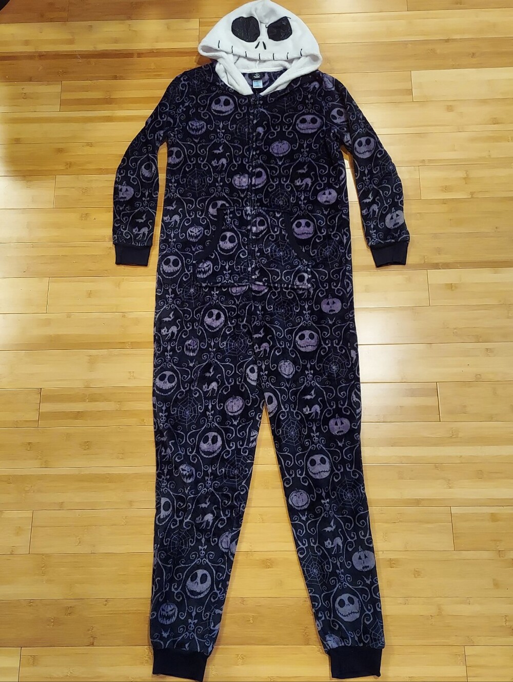 The Nightmare Before Christmas Jack Skellington Hooded Onesie Union Suit Size L
